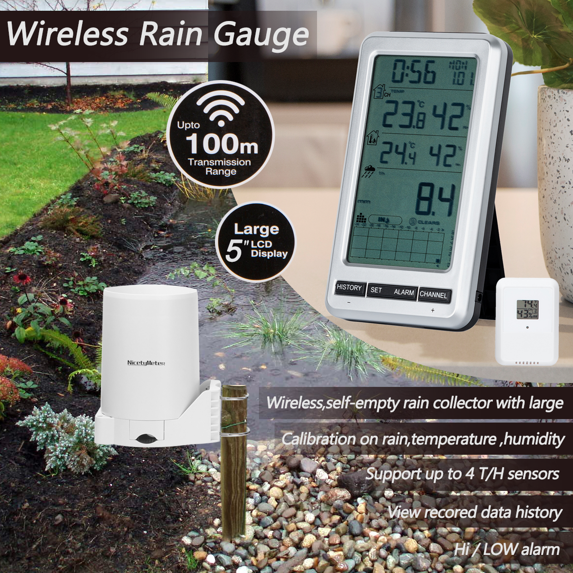 0206 RF 433mhz Wireless Tippin - Garden Weather Station review and price