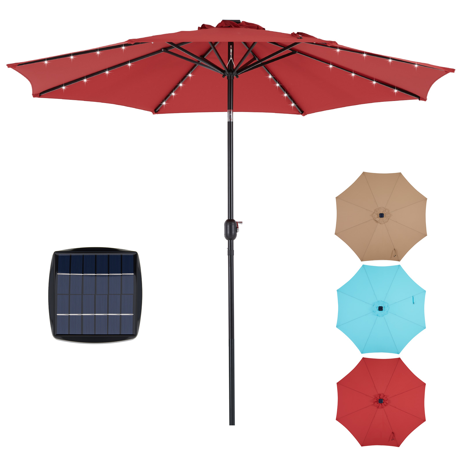 JHK 10FT Solar Patio Umbrella  - Garden Weather Station review and price