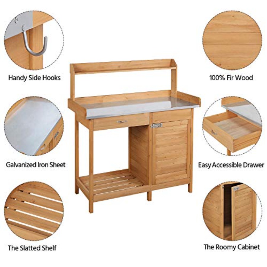 Outdoor potting bench table wo - Garden Weather Station review and price