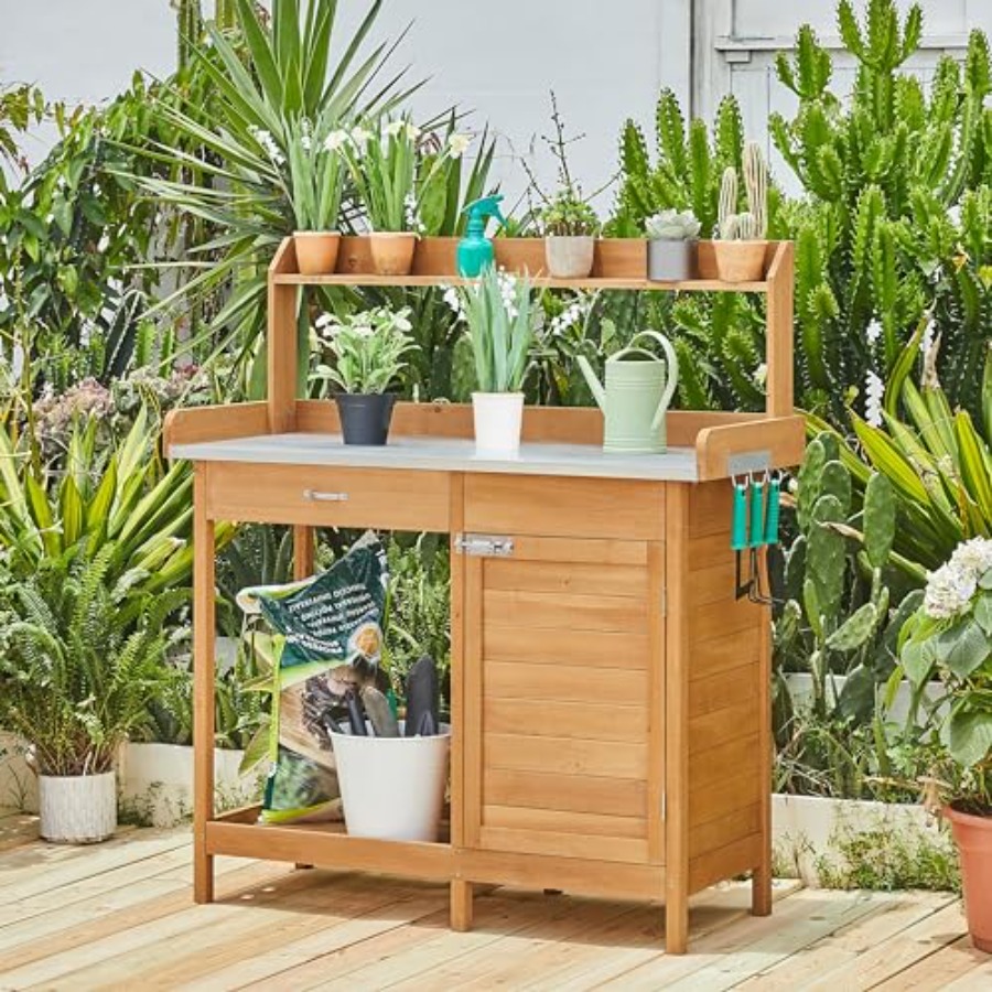 Outdoor potting bench table wo - Garden Weather Station review and price